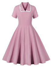 Load image into Gallery viewer, Rose Turn Down Collar Short Sleeve 1950S Vintage Dress