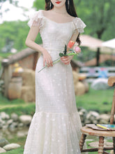 Load image into Gallery viewer, White Embroidery Lace Romantic Luxury Wedding Fishtail Dress For Women