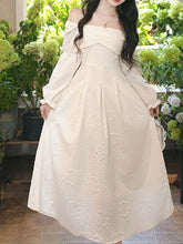 Load image into Gallery viewer, White Jacquard Pearl Chain Pleated Vintage Princess Dress