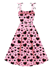 Load image into Gallery viewer, Sweet Love Heart Print  Spaghetti Strap 1950s Vintage Swing Dress