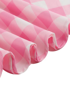Pink And White Plaid Spaghetti Straps Barbie Retro Swing Dress