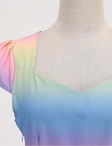 Unicorn Colored Cap Sleeve 1950S Vintage Swing Dress