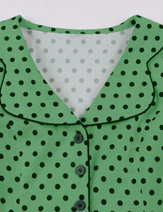 Green Sweet Polka Dots 1950S Vintage Swing Dress