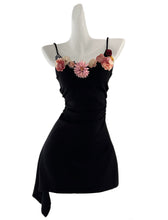 Load image into Gallery viewer, Black Spaghetti Strap Flower Bodycon Dress Sexy Gown Party Dress
