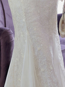 White Lace Ruffle Sleeve Sequined Fishtail Cheongsam Fishtail Wedding Dress