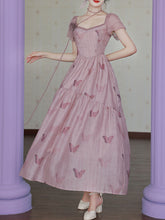 Load image into Gallery viewer, Lilac Purple Butterfly Print Romantic Maxi Dress