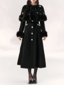 1950S Black Beaded Vintage Cape Long Coat