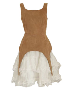 Brown Suede Panel Vintage Mini Dress