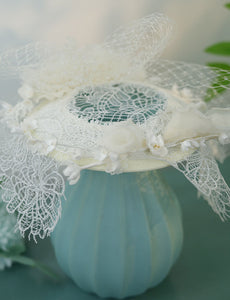 Hand-Woven Mesh Decorative Linen Lace White Wedding Hat