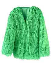 Load image into Gallery viewer, Green Faux Fur Long Sleeve Lambswool Coat Women Winter Coat