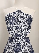 Load image into Gallery viewer, Yellow Lace Flower Halter Backless Swing Dress