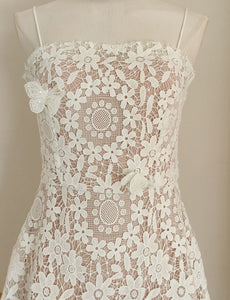 White Flower Lace Tube Swing Party Dress