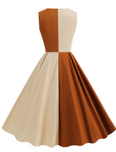 Load image into Gallery viewer, Brown Two-tone Colorblock Vintage Dress Inspired by Mrs.Maisel