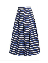 Load image into Gallery viewer, Denim Off Shoulder Ruffles One Piece With Stripe Bathing Suit Swing Skirt