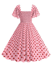 Load image into Gallery viewer, Pink Square Neck Sweet Heart Swing 1950S Vintage Dress