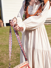 Load image into Gallery viewer, Bohemian White Long-sleeved Cotton Maxi Dress with Suede Embroidered Vest Boho Suit