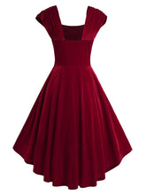 Load image into Gallery viewer, Burgundy Love Heart Gold Button 1950S Vintage Dress