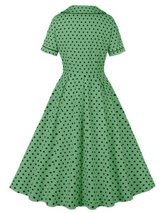 Green Sweet Polka Dots 1950S Vintage Swing Dress