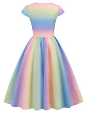Load image into Gallery viewer, Unicorn Colored Cap Sleeve 1950S Vintage Swing Dress