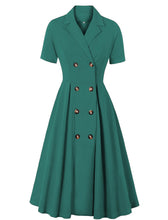 Load image into Gallery viewer, Red Polka Dots V Neck 1950S Vintage Swing Dress With Button