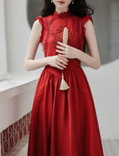 Load image into Gallery viewer, 1950S Red Lace Classic Vintage Summer Swing Dress
