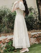 Load image into Gallery viewer, Apricot Lace Rose Edwardian Revival Dress