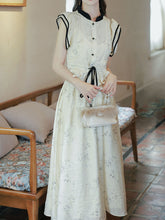 Load image into Gallery viewer, 2PS Apricot Butterfly Sleeves Contrast Ruffled Lace-up Top With Skirt Vintage 1950S Suit