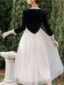Ballet Sweet Collar Vintage Little Black And White Dress