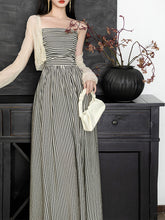 Load image into Gallery viewer, 1950S Hepburn Style Black and White Stripe Swing Dress For Women