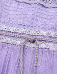 Lilac Flower Embroidery Crew Neck 1950S Barbie Party Dress