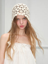 Load image into Gallery viewer, Retro White Crocheted Hollow Knitted Tassel Pullover Hat