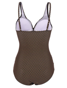 V Neck Polka Dots Retro Style One Piece Trigonal Bikini For Beach