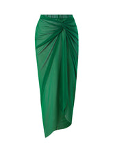 Load image into Gallery viewer, Dark Green Retro Style One Piece With Bathing Suit Wrap Skirt