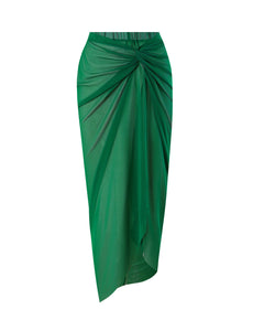 Dark Green Retro Style One Piece With Bathing Suit Wrap Skirt