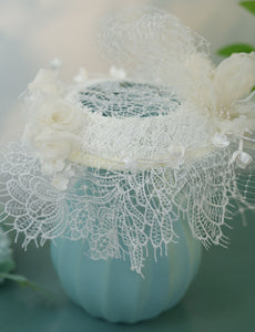 Hand-Woven Mesh Decorative Linen Lace White Wedding Hat