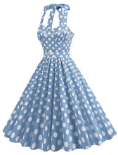 Load image into Gallery viewer, Yellow Polka Dots Lace Vintage Halter Backless 1950S Vintage Dress