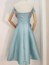 Load image into Gallery viewer, Blue Bow Off The Shoulder Tube Gown Party Dress