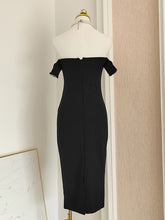 Load image into Gallery viewer, Black Bandeau Off The Shoulder Party Dress