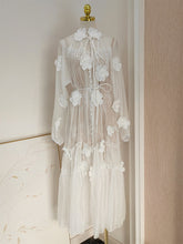 Load image into Gallery viewer, White Lace Flower Long Sleeve Swing Dress