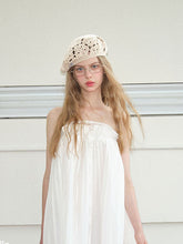 Load image into Gallery viewer, White Vintage Hollow Flower Crochet Beret Hat