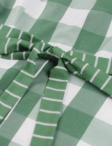 Christmas Green Plaid 1950S Cotton Swing Dress