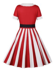 Christmas Red and White 1950S Vintage Swing Dress