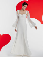 Load image into Gallery viewer, White Long Sleeve Wedding Mermaid Dress