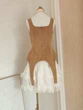 Load image into Gallery viewer, Brown Suede Panel Vintage Mini Dress