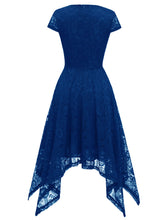 Load image into Gallery viewer, Autumn Lace Crew Neck Cap Sleeve Irregular Hem 50s Party Dress