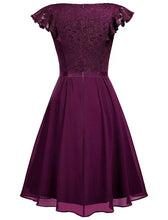 Load image into Gallery viewer, Autumn Lace Cap Sleeve V Neck 50s Party Dress