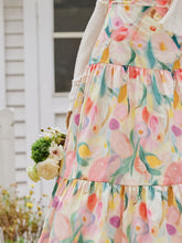 Load image into Gallery viewer, Rainbow Tulips Spaghetti Strap Vintage Swing Holiday Maxi Dress