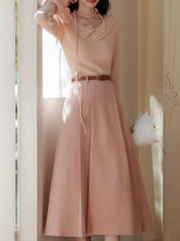 Load image into Gallery viewer, 2PS Pink Rose V Neck Sweater And Swing Skirt Vintage outfit