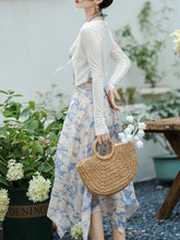 Load image into Gallery viewer, 2PS Blue Daisy Floral Print Halter Neck Dress With White Shawl Dress Suit