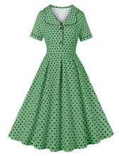 Load image into Gallery viewer, Green Sweet Polka Dots 1950S Vintage Swing Dress